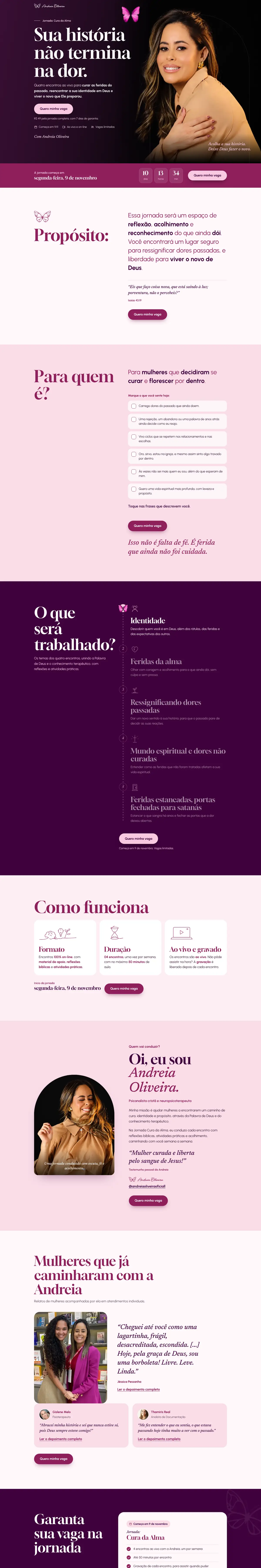 Página do projeto Jornada: Cura da Alma vista no computador