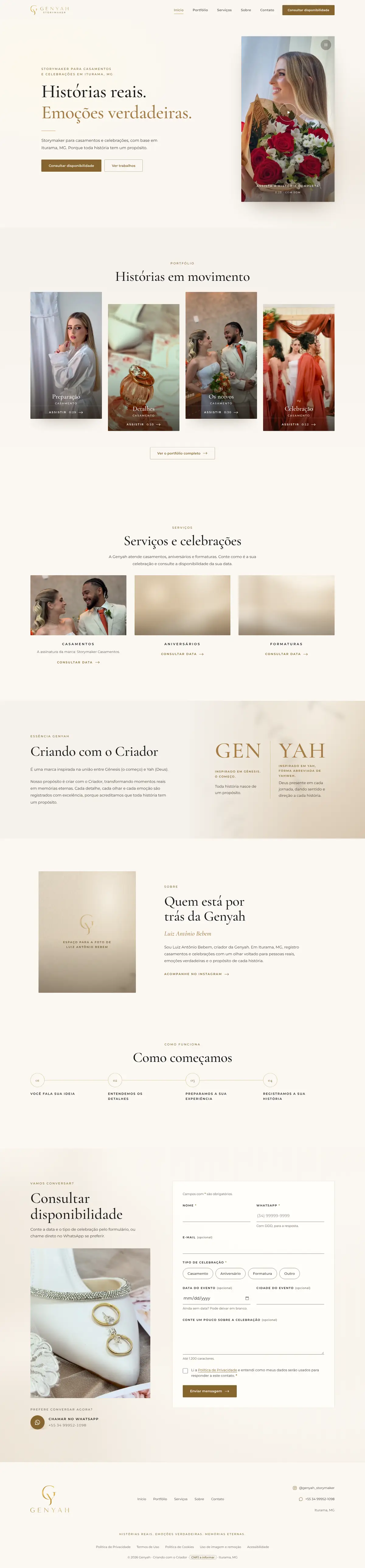 Página do projeto Genyah vista no computador