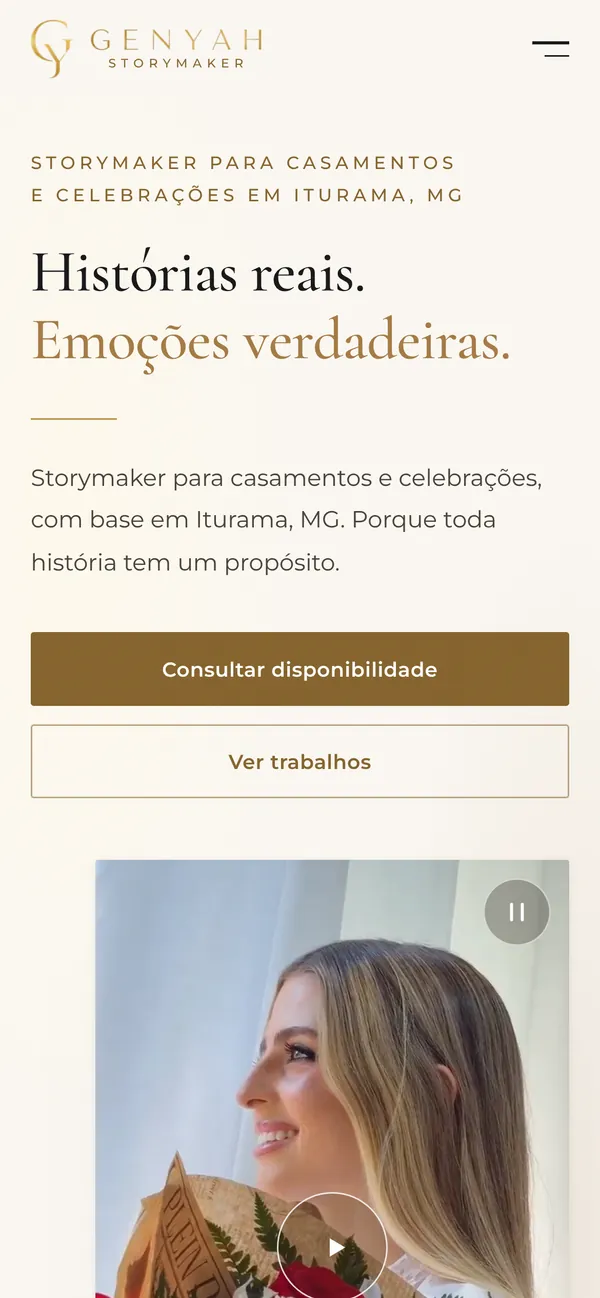 Página do projeto Genyah vista no celular